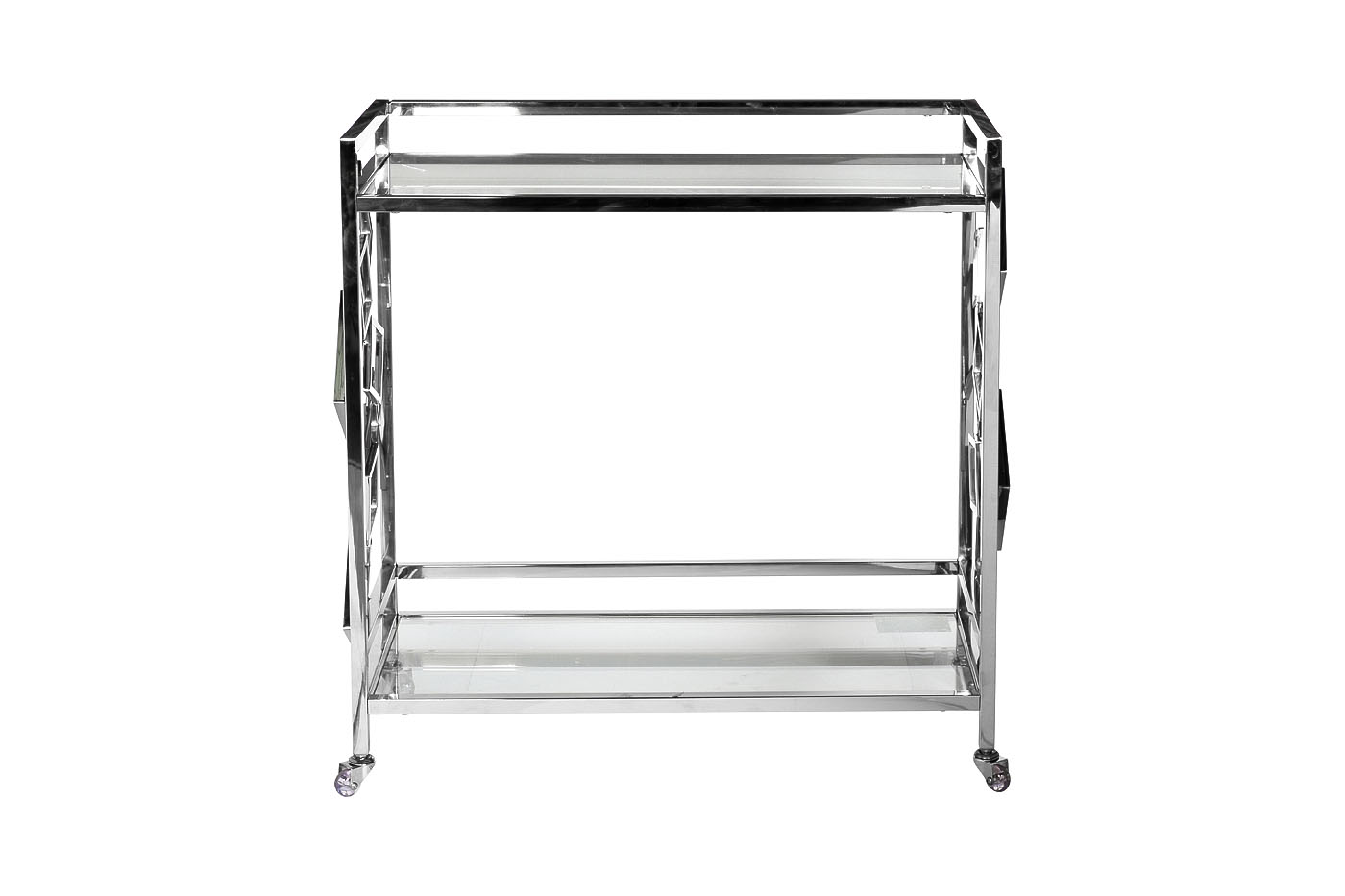 Стол-тележка сервировочная стекло прозр/хром