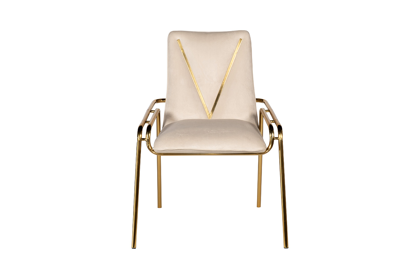 Стул велюр кремовый  с V-декором