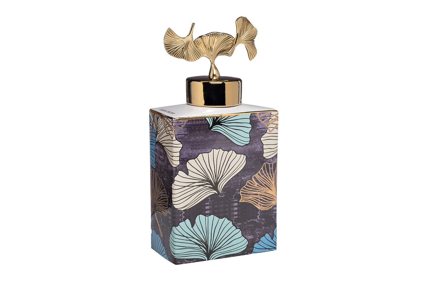 Ваза керам.с крышкой бирюз-серая "Гинкго"d