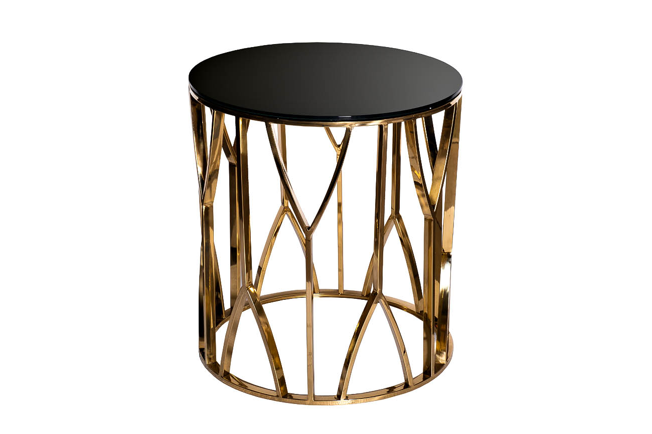 Стол журнальный стекло черн./золото d